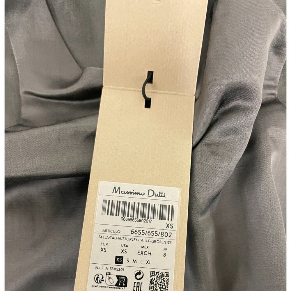 Massimo Dutti Womens Mini Dress XS Gray Flowing Satin Sleeveless 6655/655 NWT - Picture 7 of 11